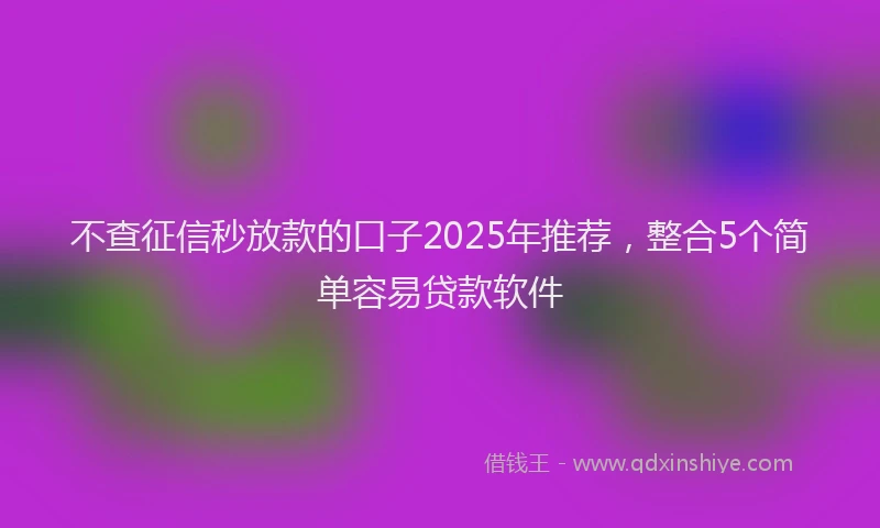 不查征信秒放款的口子2025年推荐，整合5个简单容易贷款软件