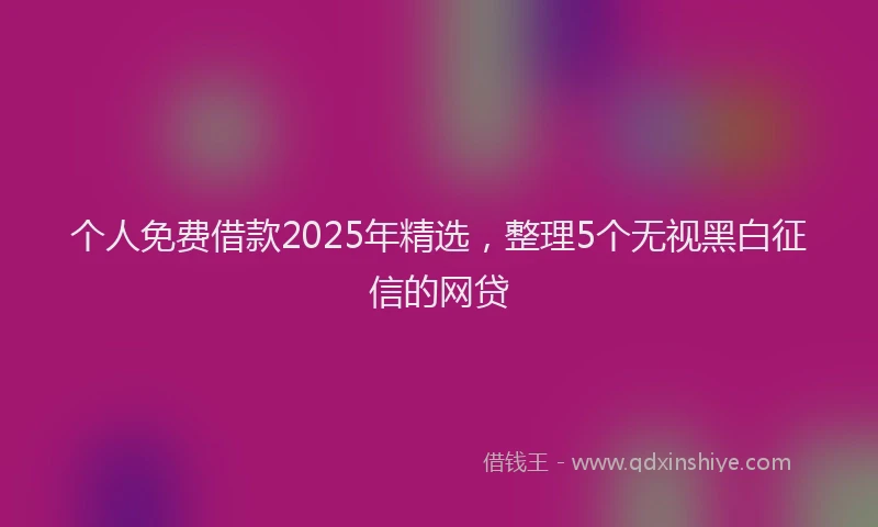 个人免费借款2025年精选，整理5个无视黑白征信的网贷