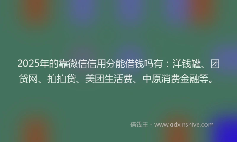 2025年的靠微信信用分能借钱吗有：洋钱罐、团贷网、拍拍贷、美团生活费、中原消费金融等。