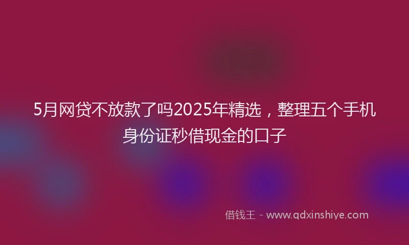 5月网贷不放款了吗2025年精选，整理五个手机身份证秒借现金的口子