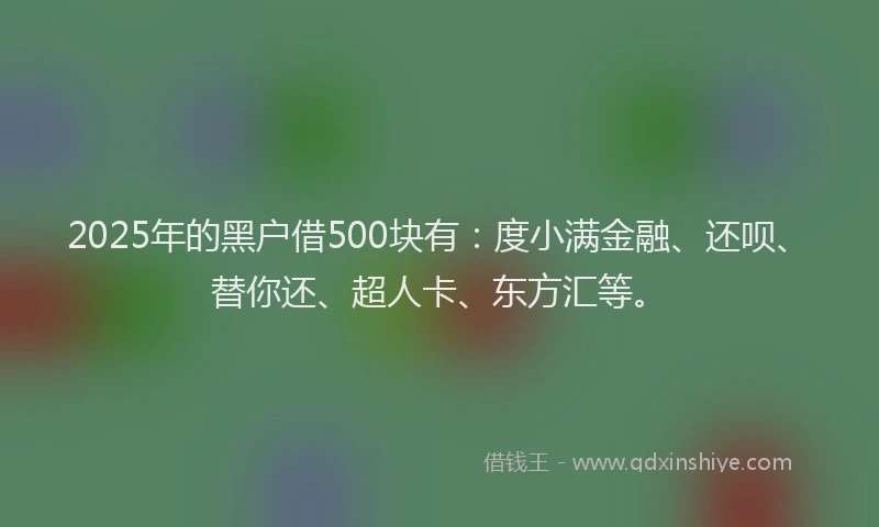 2025年的黑户借500块有：度小满金融、还呗、替你还、超人卡、东方汇等。