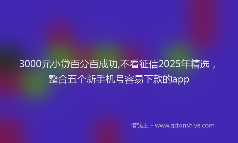 3000元小贷百分百成功,不看征信2025年精选，整合五个新手机号容易下款的app