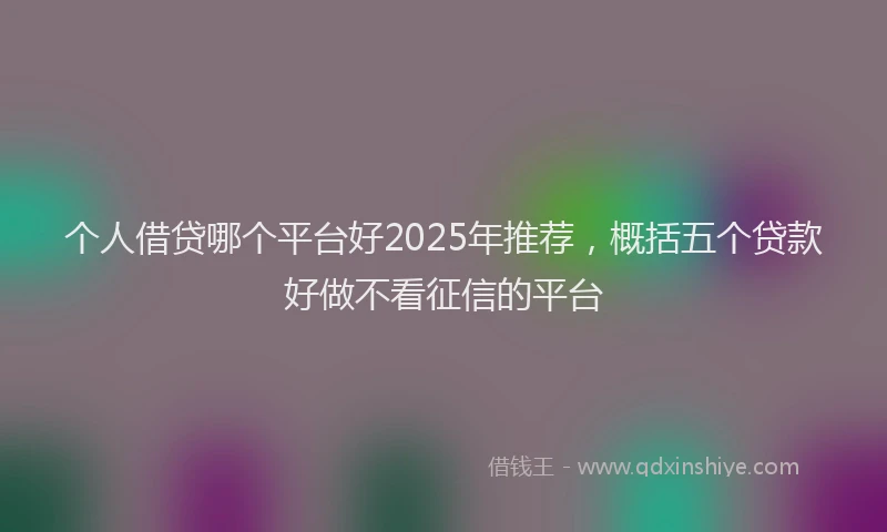 个人借贷哪个平台好2025年推荐，概括五个贷款好做不看征信的平台