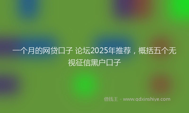 一个月的网贷口子 论坛2025年推荐，概括五个无视征信黑户口子