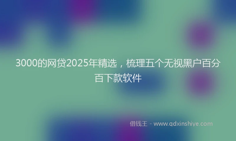 3000的网贷2025年精选，梳理五个无视黑户百分百下款软件