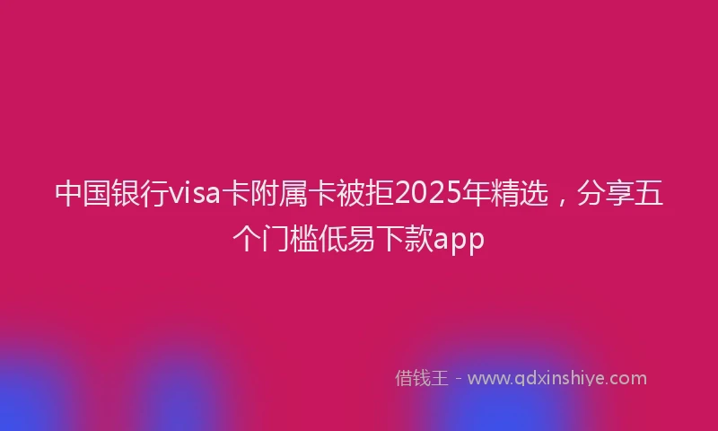 中国银行visa卡附属卡被拒2025年精选，分享五个门槛低易下款app