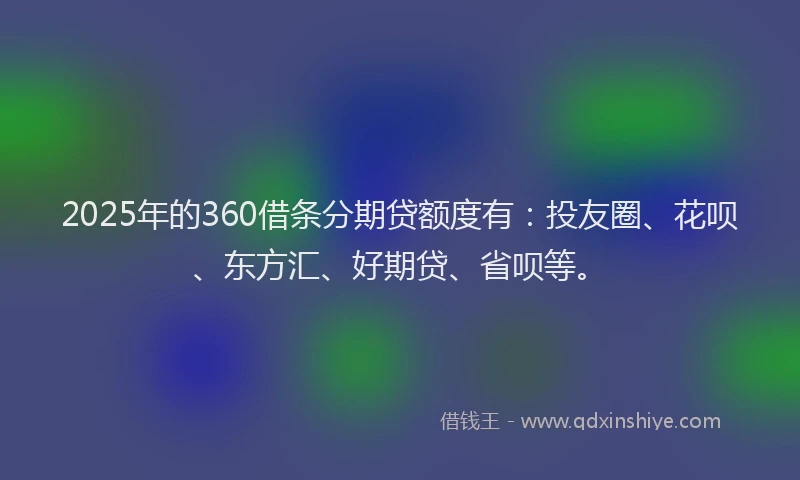 2025年的360借条分期贷额度有：投友圈、花呗、东方汇、好期贷、省呗等。