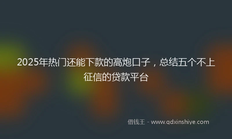 2025年热门还能下款的高炮口子，总结五个不上征信的贷款平台