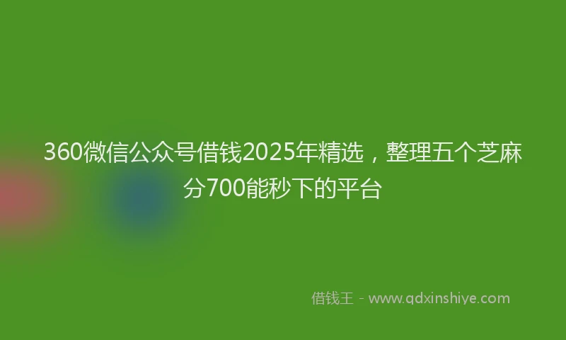360微信公众号借钱2025年精选，整理五个芝麻分700能秒下的平台