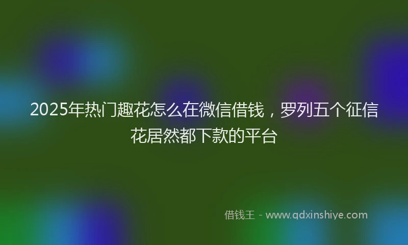 2025年热门趣花怎么在微信借钱，罗列五个征信花居然都下款的平台