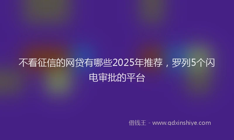 不看征信的网贷有哪些2025年推荐，罗列5个闪电审批的平台