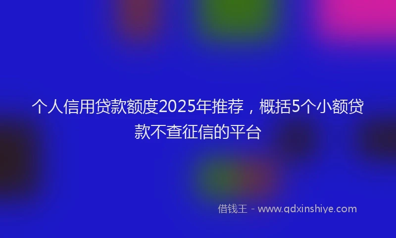 个人信用贷款额度2025年推荐，概括5个小额贷款不查征信的平台