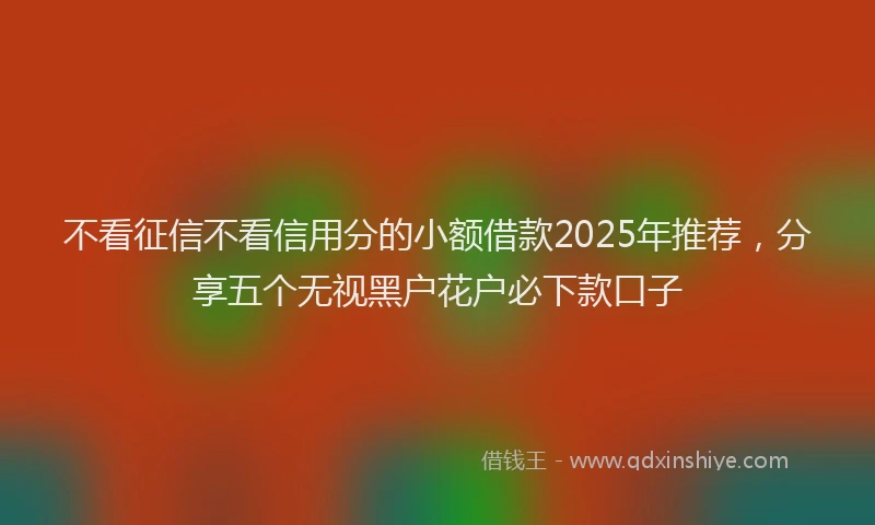不看征信不看信用分的小额借款2025年推荐，分享五个无视黑户花户必下款口子