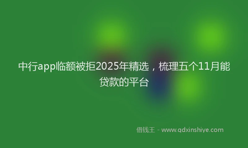 中行app临额被拒2025年精选，梳理五个11月能贷款的平台