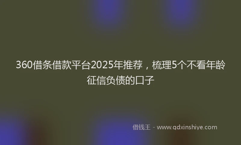 360借条借款平台2025年推荐，梳理5个不看年龄征信负债的口子