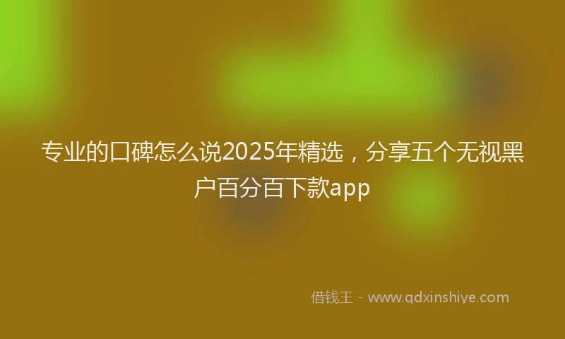 专业的口碑怎么说2025年精选，分享五个无视黑户百分百下款app