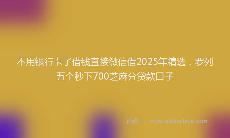 不用银行卡了借钱直接微信借2025年精选，罗列五个秒下700芝麻分贷款口子