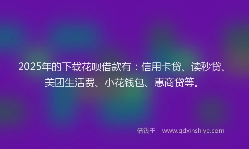 2025年的下载花呗借款有：信用卡贷、读秒贷、美团生活费、小花钱包、惠商贷等。