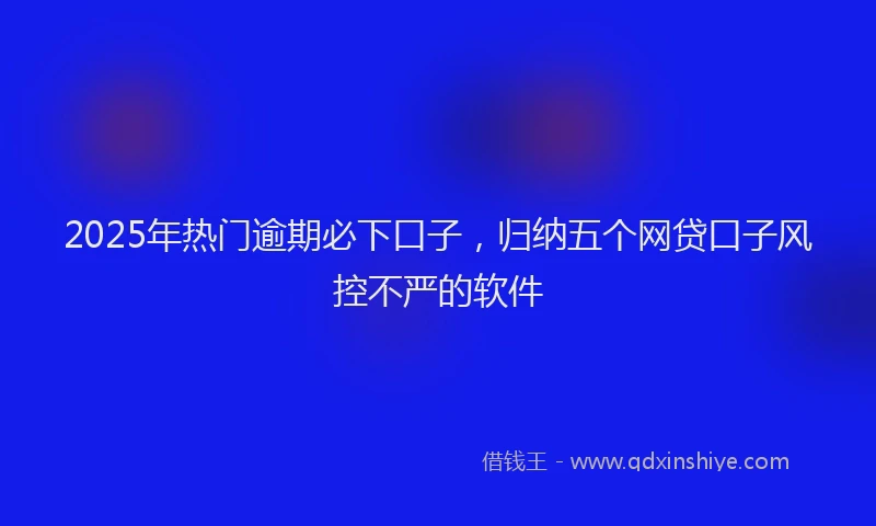 2025年热门逾期必下口子，归纳五个网贷口子风控不严的软件