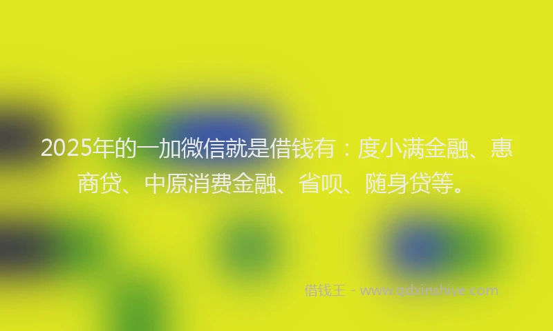 2025年的一加微信就是借钱有：度小满金融、惠商贷、中原消费金融、省呗、随身贷等。