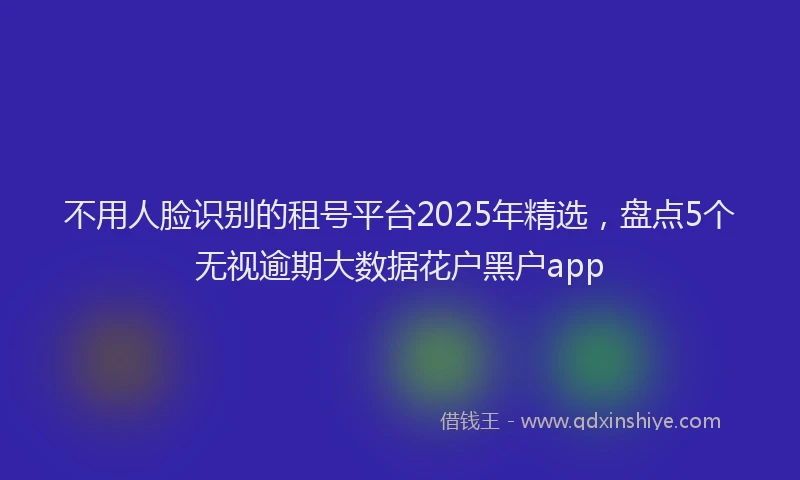 不用人脸识别的租号平台2025年精选，盘点5个无视逾期大数据花户黑户app