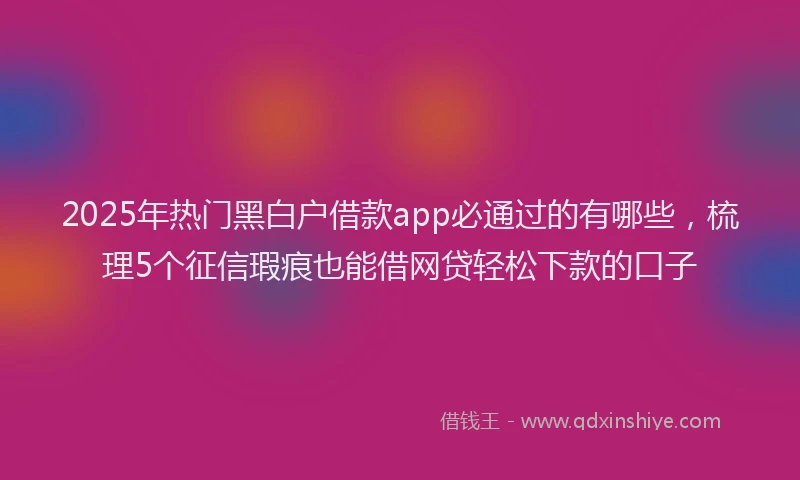 2025年热门黑白户借款app必通过的有哪些，梳理5个征信瑕疵也能借网贷轻松下款的口子