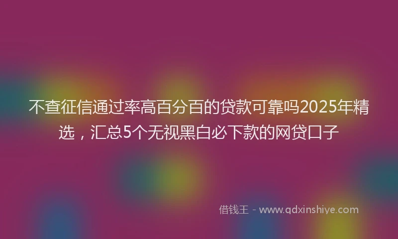 不查征信通过率高百分百的贷款可靠吗2025年精选，汇总5个无视黑白必下款的网贷口子