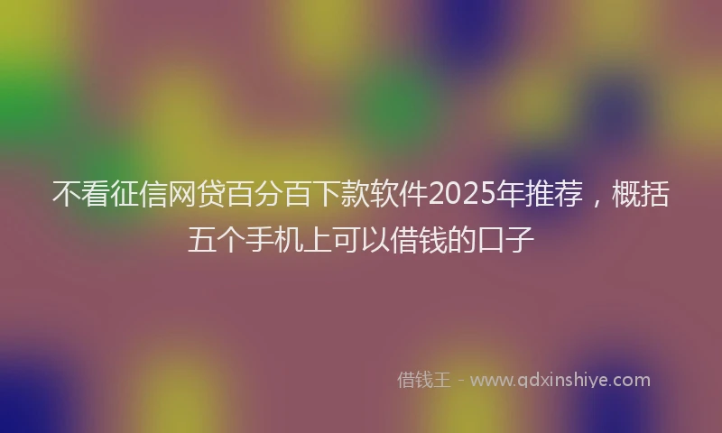 不看征信网贷百分百下款软件2025年推荐，概括五个手机上可以借钱的口子