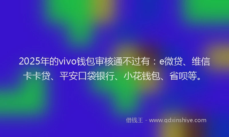 2025年的vivo钱包审核通不过有：e微贷、维信卡卡贷、平安口袋银行、小花钱包、省呗等。