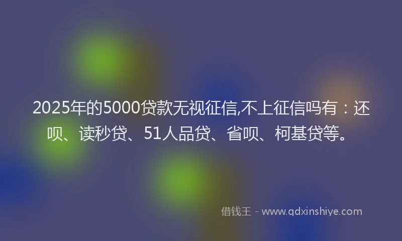 2025年的5000贷款无视征信,不上征信吗有：还呗、读秒贷、51人品贷、省呗、柯基贷等。