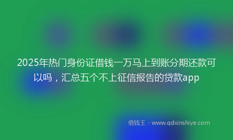 2025年热门身份证借钱一万马上到账分期还款可以吗，汇总五个不上征信报告的贷款app