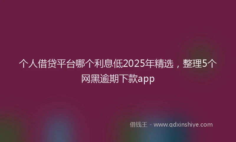 个人借贷平台哪个利息低2025年精选，整理5个网黑逾期下款app