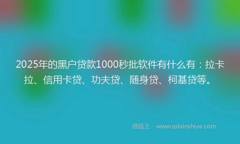 2025年的黑户贷款1000秒批软件有什么有：拉卡拉、信用卡贷、功夫贷、随身贷、柯基贷等。