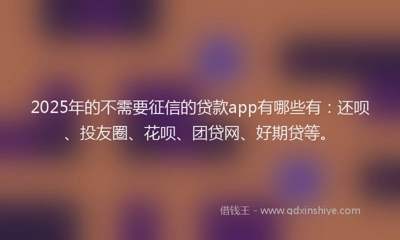 2025年的不需要征信的贷款app有哪些有：还呗、投友圈、花呗、团贷网、好期贷等。