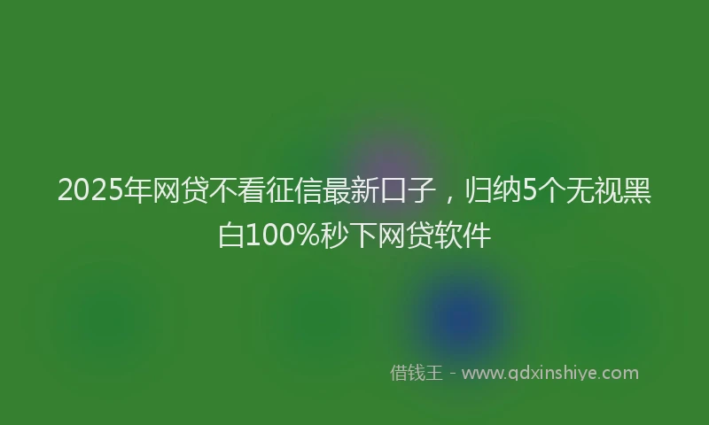 2025年网贷不看征信最新口子，归纳5个无视黑白100%秒下网贷软件