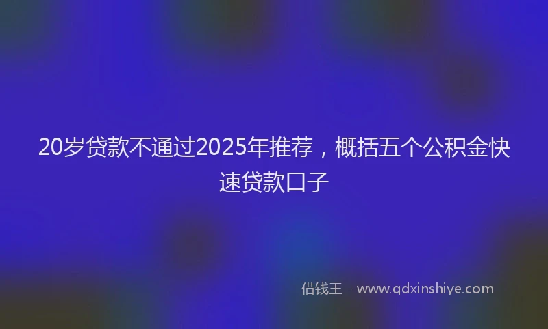 20岁贷款不通过2025年推荐，概括五个公积金快速贷款口子
