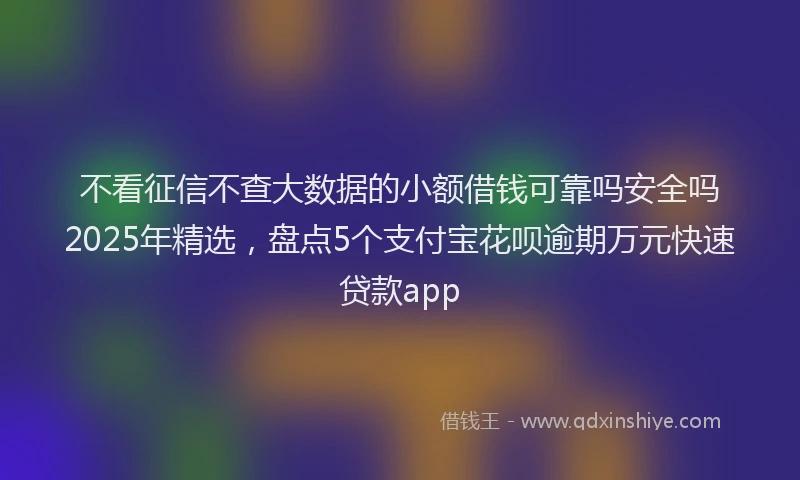 不看征信不查大数据的小额借钱可靠吗安全吗2025年精选，盘点5个支付宝花呗逾期万元快速贷款app