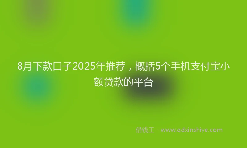 8月下款口子2025年推荐，概括5个手机支付宝小额贷款的平台