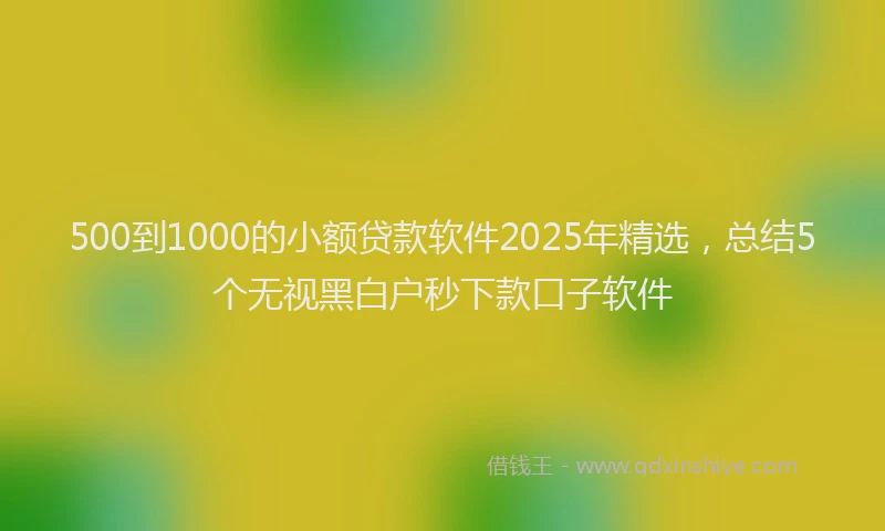 500到1000的小额贷款软件2025年精选，总结5个无视黑白户秒下款口子软件