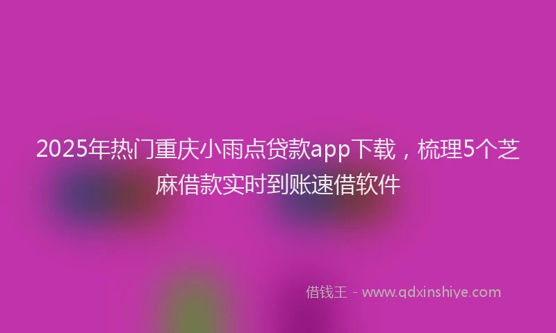 2025年热门重庆小雨点贷款app下载，梳理5个芝麻借款实时到账速借软件