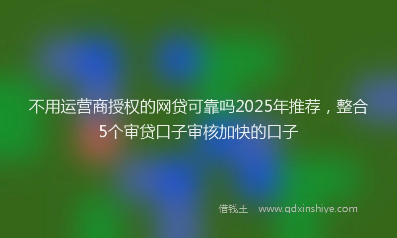 不用运营商授权的网贷可靠吗2025年推荐，整合5个审贷口子审核加快的口子
