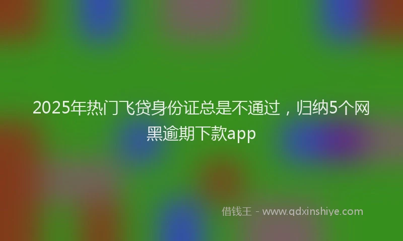 2025年热门飞贷身份证总是不通过，归纳5个网黑逾期下款app