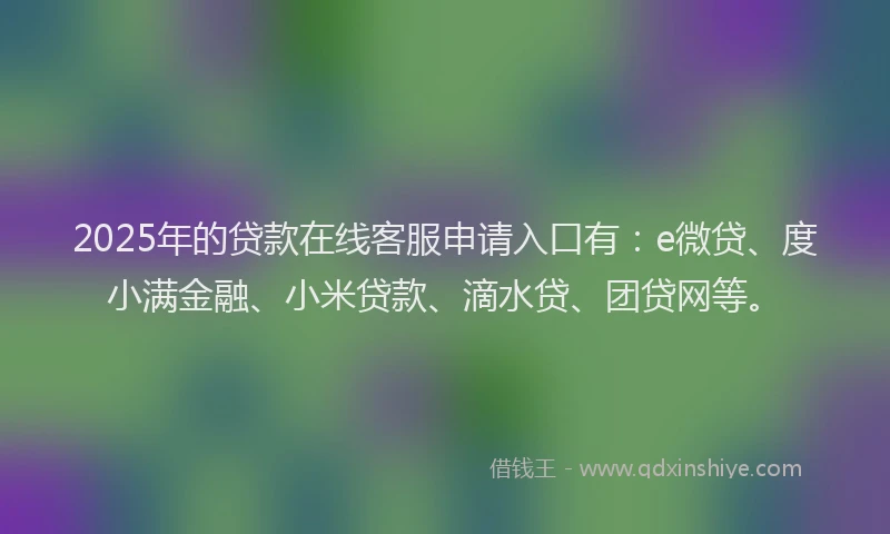 2025年的贷款在线客服申请入口有：e微贷、度小满金融、小米贷款、滴水贷、团贷网等。