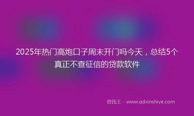 2025年热门高炮口子周末开门吗今天，总结5个真正不查征信的贷款软件