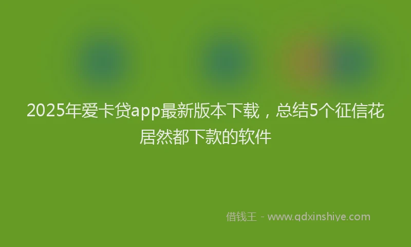 2025年爱卡贷app最新版本下载，总结5个征信花居然都下款的软件