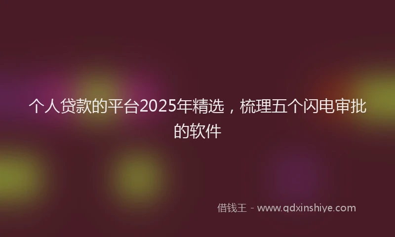 个人贷款的平台2025年精选，梳理五个闪电审批的软件