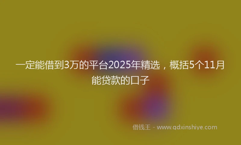 一定能借到3万的平台2025年精选，概括5个11月能贷款的口子