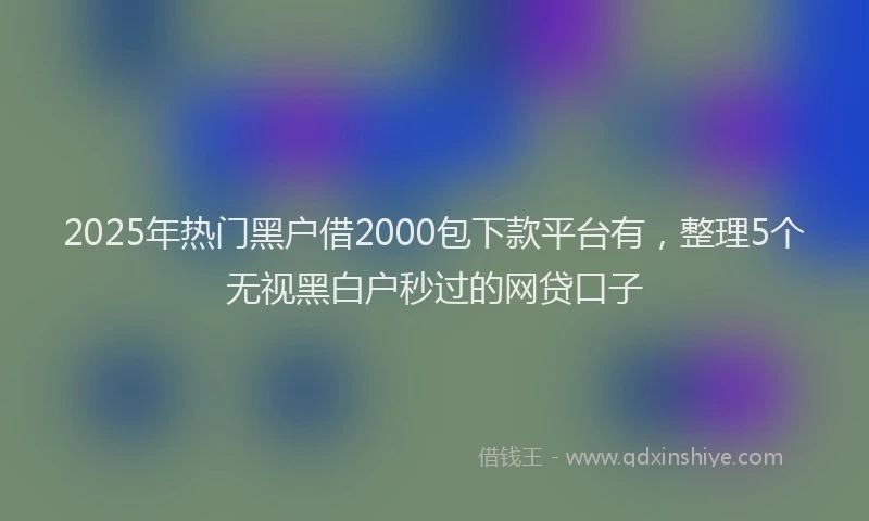 2025年热门黑户借2000包下款平台有，整理5个无视黑白户秒过的网贷口子
