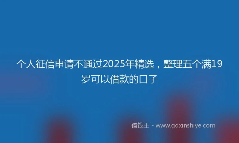个人征信申请不通过2025年精选，整理五个满19岁可以借款的口子
