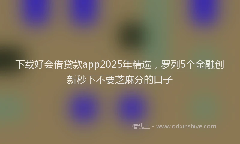 下载好会借贷款app2025年精选，罗列5个金融创新秒下不要芝麻分的口子